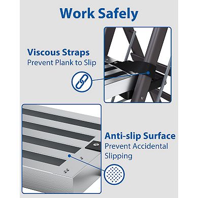 9-15FT Silver Telescoping Aluminum Work Plank 440LBS Scaffold Platform