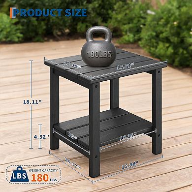 18 Inch 2 Tier HDPE Adirondack Side Table All Weather Multi Color Patio End Table
