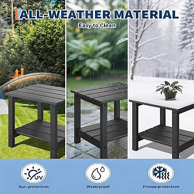 18 Inch 2 Tier HDPE Adirondack Side Table All Weather Multi Color Patio End Table
