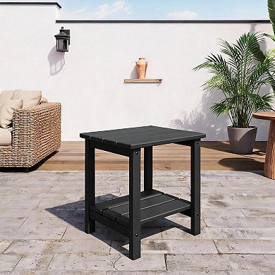 18 Inch 2 Tier HDPE Adirondack Side Table All Weather Multi Color Patio End Table