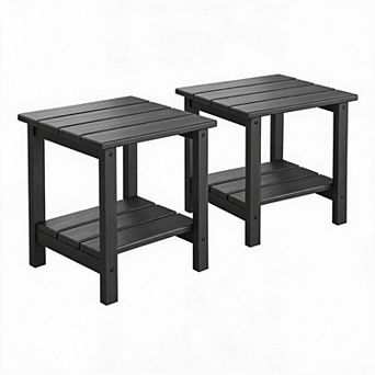 18 Inch 2 tier HDPE Adirondack Side Table All Weather Multi Color Patio End Table