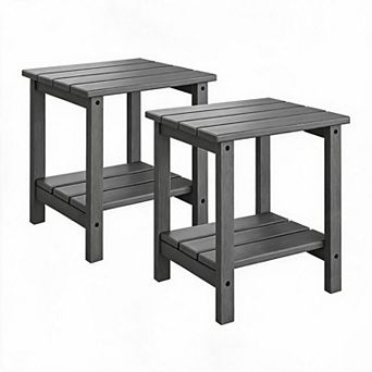 18 Inch 2 tier HDPE Adirondack Side Table All Weather Multi Color Patio End Table