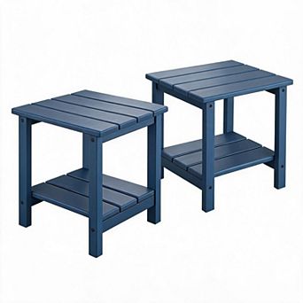 18 Inch 2 tier HDPE Adirondack Side Table All Weather Multi Color Patio End Table