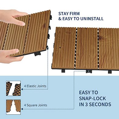 12x12 Inch Acacia Wood Composite Deck Tiles Waterproof Interlocking Floor