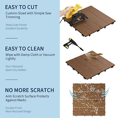 12x12 Inch Acacia Wood Composite Deck Tiles Waterproof Interlocking Floor