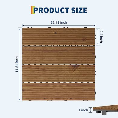 12x12 Inch Acacia Wood Composite Deck Tiles Waterproof Interlocking Floor
