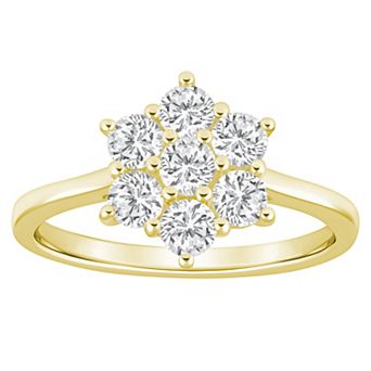 Celebration Gems Plated Sterling Silver 1 Carat T.W. Lab-Grown Diamond Cluster Ring