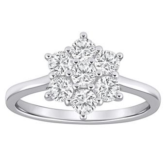 Celebration Gems Plated Sterling Silver 1 Carat T.W. Lab-Grown Diamond Cluster Ring