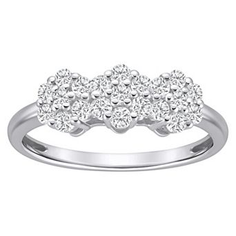 Celebration Gems Plated Sterling Silver 1/2 Carat T.W. Lab-Grown Diamond Cluster Ring