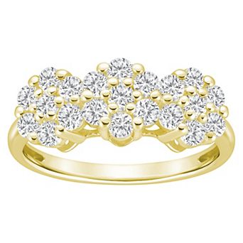 Celebration Gems Plated Sterling Silver 1 Carat T.W. Lab-Grown Diamond Cluster Ring