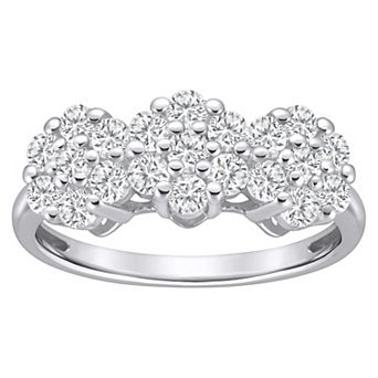 Celebration Gems Plated Sterling Silver 1 Carat T.W. Lab-Grown Diamond Cluster Ring