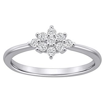 Celebration Gems Plated Sterling Silver 1/4 Carat T.W. Lab-Grown Diamond Cluster Ring