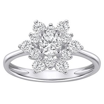 Celebration Gems Plated Sterling Silver 1 Carat T.W. Lab-Grown Diamond Cluster Ring