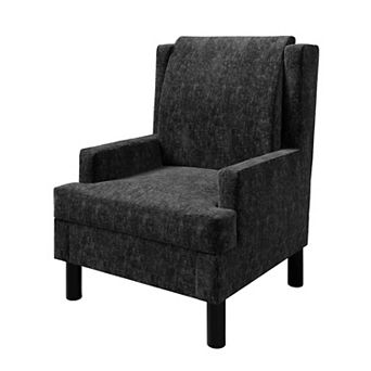 Mid Century Wingback Chenille Accent Chair Wood Legs with Lumbar Pillow