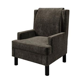 Mid Century Wingback Chenille Accent Chair Wood Legs with Lumbar Pillow