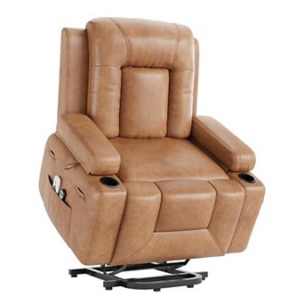 PU Leather Electric Lift Recliner Chair Heat Massage with Cup Holder Optional