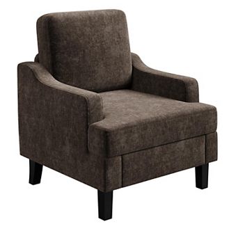 Mid Century Chenille Accent Chair Wood Iron Frame Multi Color Indoor Armchair