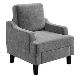 Mid Century Chenille Accent Chair Wood Iron Frame Multi Color Indoor Armchair