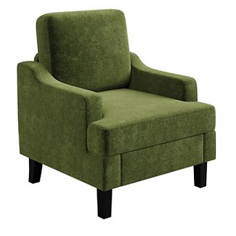 Mid Century Chenille Accent Chair Wood Iron Frame Multi Color Indoor Armchair