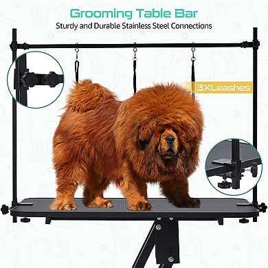 43.3" Black Hydraulic Dog Grooming Table 350LBS Height Adjustable with Noose Arm
