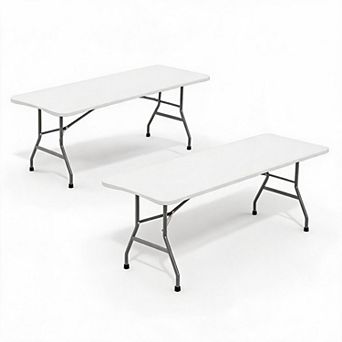 6FT HDPE Folding Table 2 Pack Steel Frame Portable with Carry Handle