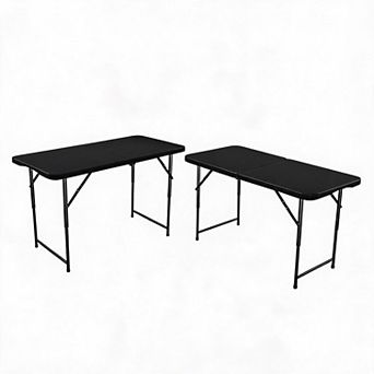 4FT HDPE Folding Table 3 Height Adjustable Metal Frame 400LB Load Portable 2 pc