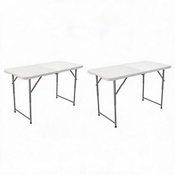 4FT HDPE Folding Table 3 Height Adjustable Metal Frame 400LB Load Portable 2 pc