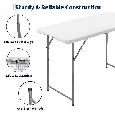 4FT HDPE Folding Table 3 Height Adjustable 400LB Metal Frame 1 Pack Portable