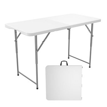 4FT HDPE Folding Table 3 Height Adjustable 400LB Metal Frame 1 Pack Portable