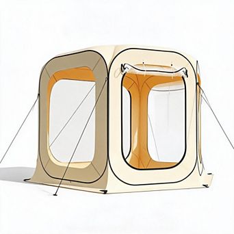 10x10FT Beige Transparent Pop Up Bubble Tent 4-6 Person Weather Resistant Dome