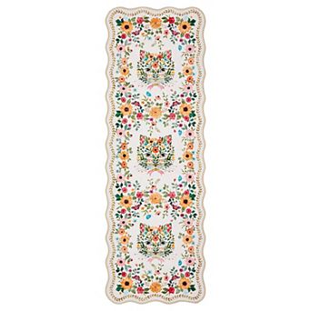 Fan-Shaped Cute Cat Print Area Rug — Washable, Soft, Non-Slip, and Foldable Indoor Décor Carpet