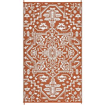 Vintage Pattern Reversible Waterproof Outdoor Rug & Wear-Resistant UV Stabilized Carpet for Patios