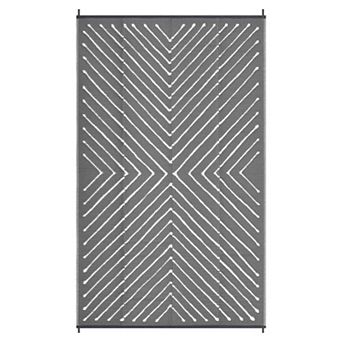 Modern Line Waterproof Outdoor Rug Stain-Resistant Easy-to-Hose-Clean Carpet for Picnic Beach Patio