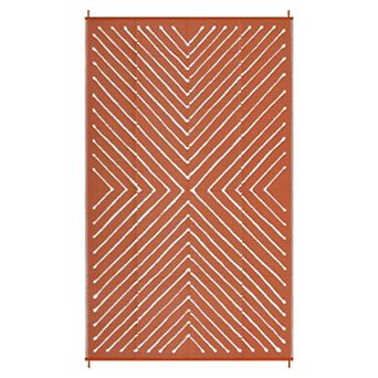 Modern Line Waterproof Outdoor Rug Stain-Resistant Easy-to-Hose-Clean Carpet for Picnic Beach Patio