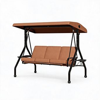 Outdoor Patio Swing Chair with Adjustable Canopy and Comfortable Cushions Canopy Glider Bench