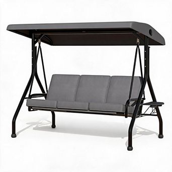 Outdoor Patio Swing Chair with Adjustable Canopy and Comfortable Cushions Canopy Glider Bench