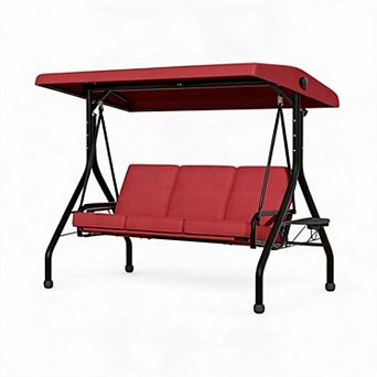Outdoor Patio Swing Chair with Adjustable Canopy and Comfortable Cushions Canopy Glider Bench