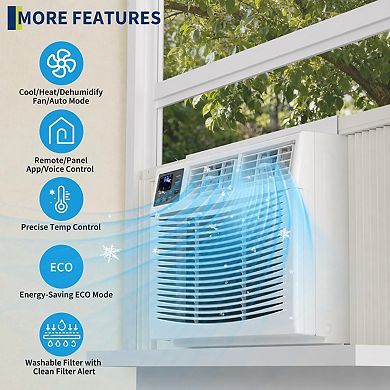 8000 BTU Window Air Conditioner with Heater, 4-in-1, WiFi Smart Control