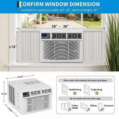 8000 BTU Window Air Conditioner with Heater, 4-in-1, WiFi Smart Control