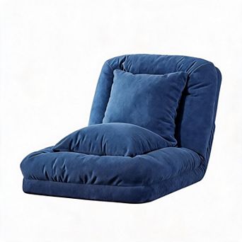Human Dog Bed Floor Lounge Chair Convertible Sofa Bed 5-Position Adjustable with 2 Pillows
