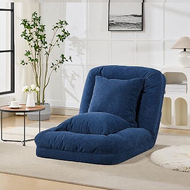 Human Dog Bed Floor Lounge Chair Convertible Sofa Bed 5-Position Adjustable with 2 Pillows