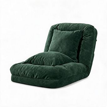 Human Dog Bed Floor Lounge Chair Convertible Sofa Bed 5-Position Adjustable with 2 Pillows