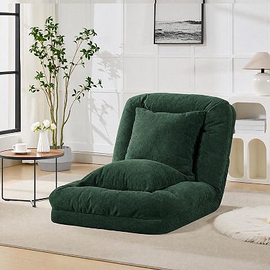 Human Dog Bed Floor Lounge Chair Convertible Sofa Bed 5-Position Adjustable with 2 Pillows