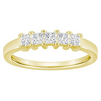Alyson Layne 10k Gold 1/2 Carat T.W. Lab-Grown Diamond Princess Cut 5-Stone Anniversary Band Ring