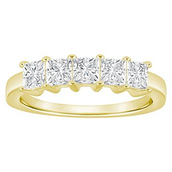 Alyson Layne 10k Gold 1 Carat T.W. Lab-Grown Diamond Princess Cut 5-Stone Band Ring