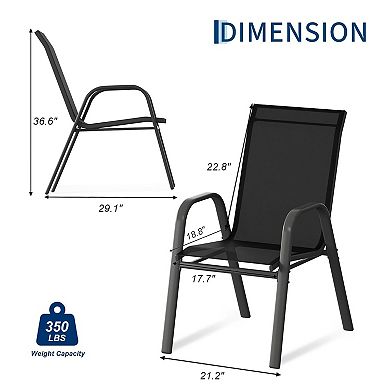 Stackable Textilene Patio Chairs Steel Frame High Back All Weather Seat