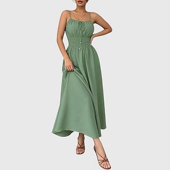 Women's Summer Maxi Dresses Boho Summer Wedding Guest Flowy Milkmaid Beach Vacation Outfits