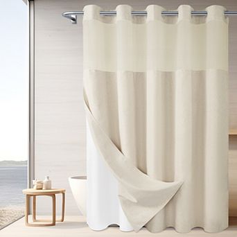 Awesome Home Linen Textured Shower Curtain & Snap-in Liner