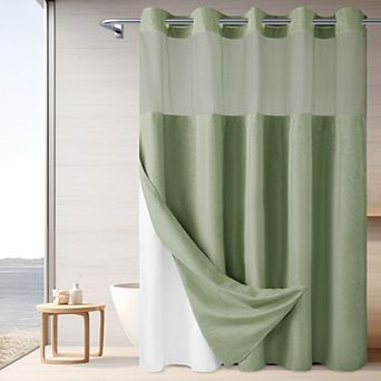 Awesome Home Linen Textured Shower Curtain & Snap-in Liner