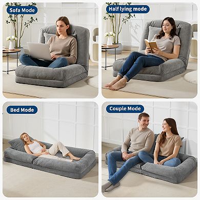 Oversized Adjustable Lounge Chair Sofa Bed Memory Foam, 5 Reclining Positions, 2 Removable Pillows